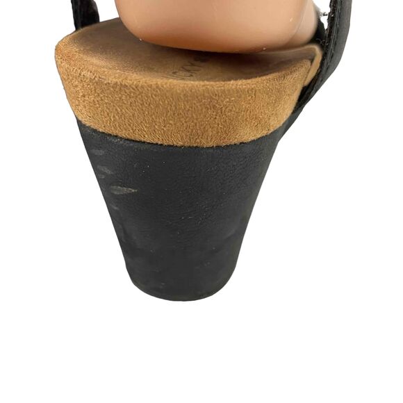 Lucky Brand Womens Size 7.5 Black Wedge Sandals Open Toe Crochet Ankle Strap - Picture 7 of 12